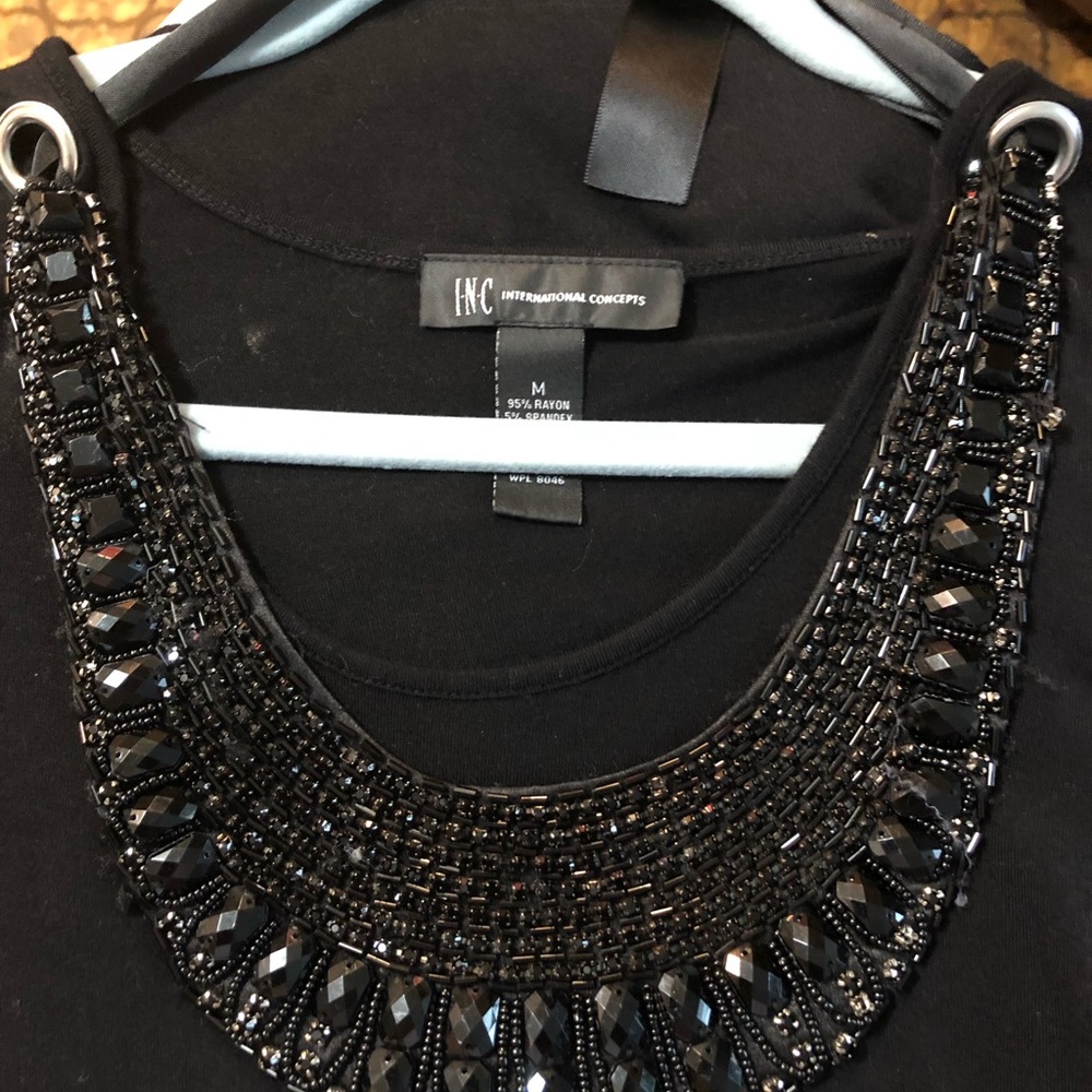 INC International Concepts Shirt With Detachable Cleopatra Necklace-Sz M.